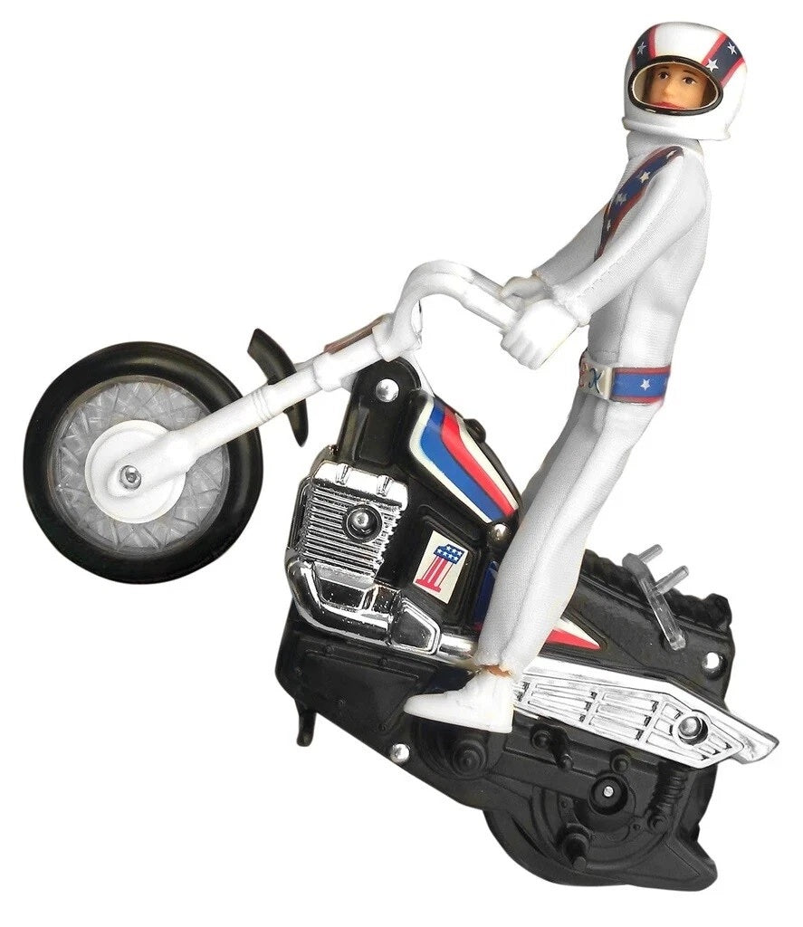 Classic Retro Reissue Evel Knievel King Of The Stuntmen Stunt Cycle Bike Complete With Evel Knievel Figure And Gyro Energizer - New In Box - Unsold Shop Stock