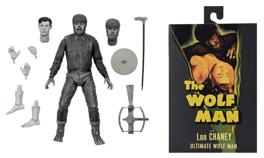 Universal Monsters Neca 2022 - Ultimate Wolf Man - Lon Chaney Jnr 7" Action Figure Black &amp; White Set - Brand New Factory Sealed Unsold Former Shop Stock