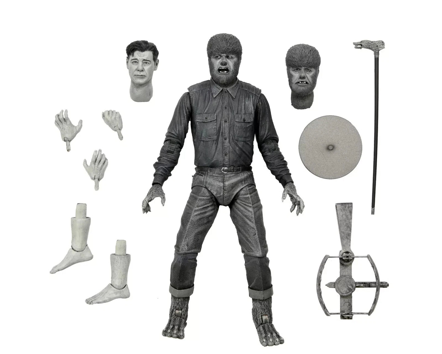 Universal Monsters Neca 2022 - Ultimate Wolf Man - Lon Chaney Jnr 7" Action Figure Black &amp; White Set - Brand New Factory Sealed Unsold Former Shop Stock
