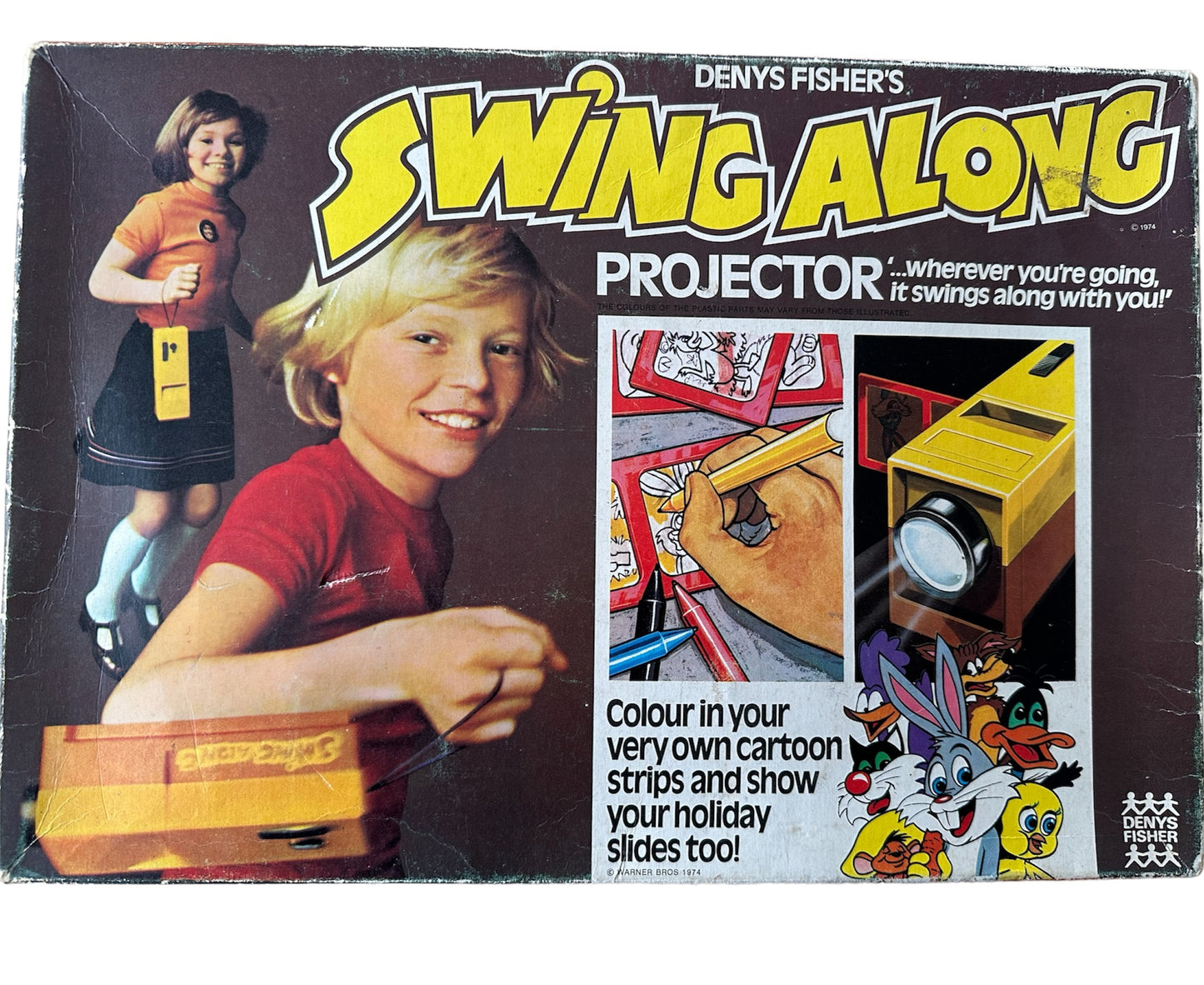 Vintage 1974 Denys Fisher Swing Along Projector With Colour Your Own Slides - Fantastic Condition - Fully Working - In The Original Box