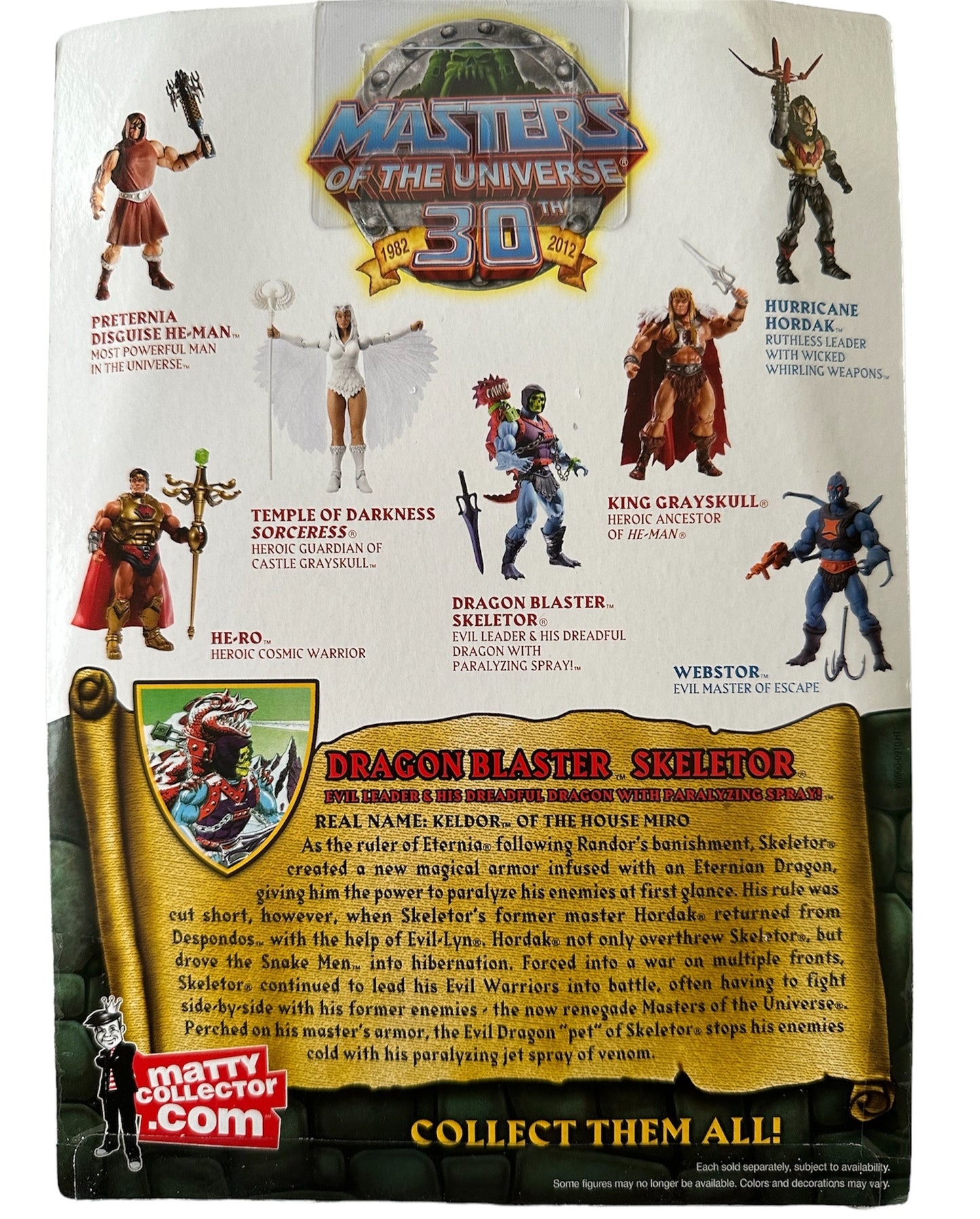 Vintage 2012 Mattel Masters Of The Universe Classics - 30th Anniversary 1982 to 2012 - Dragon Blaster Skeletor Action Figure - Brand New Factory Sealed Shop Stock Room Find
