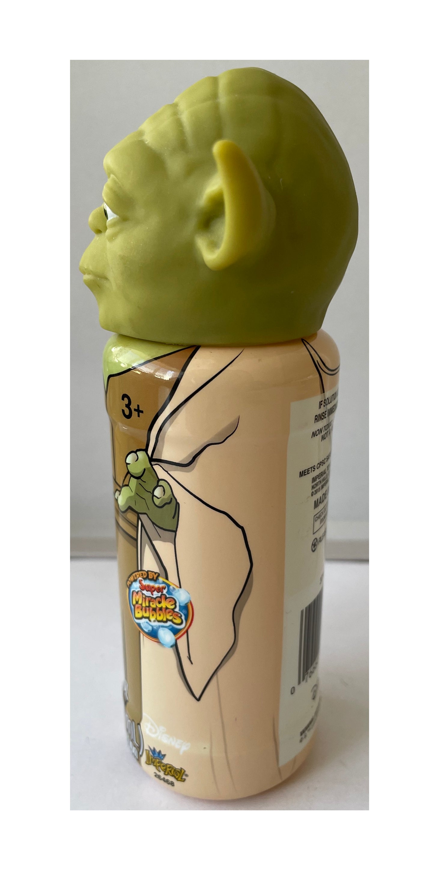 Disney 2015 Star Wars Jedi Master Yoda Bubble Solution With Blow Wand In Collectable Yoda Bottle - Factory Sealed Shop Stock Room Find