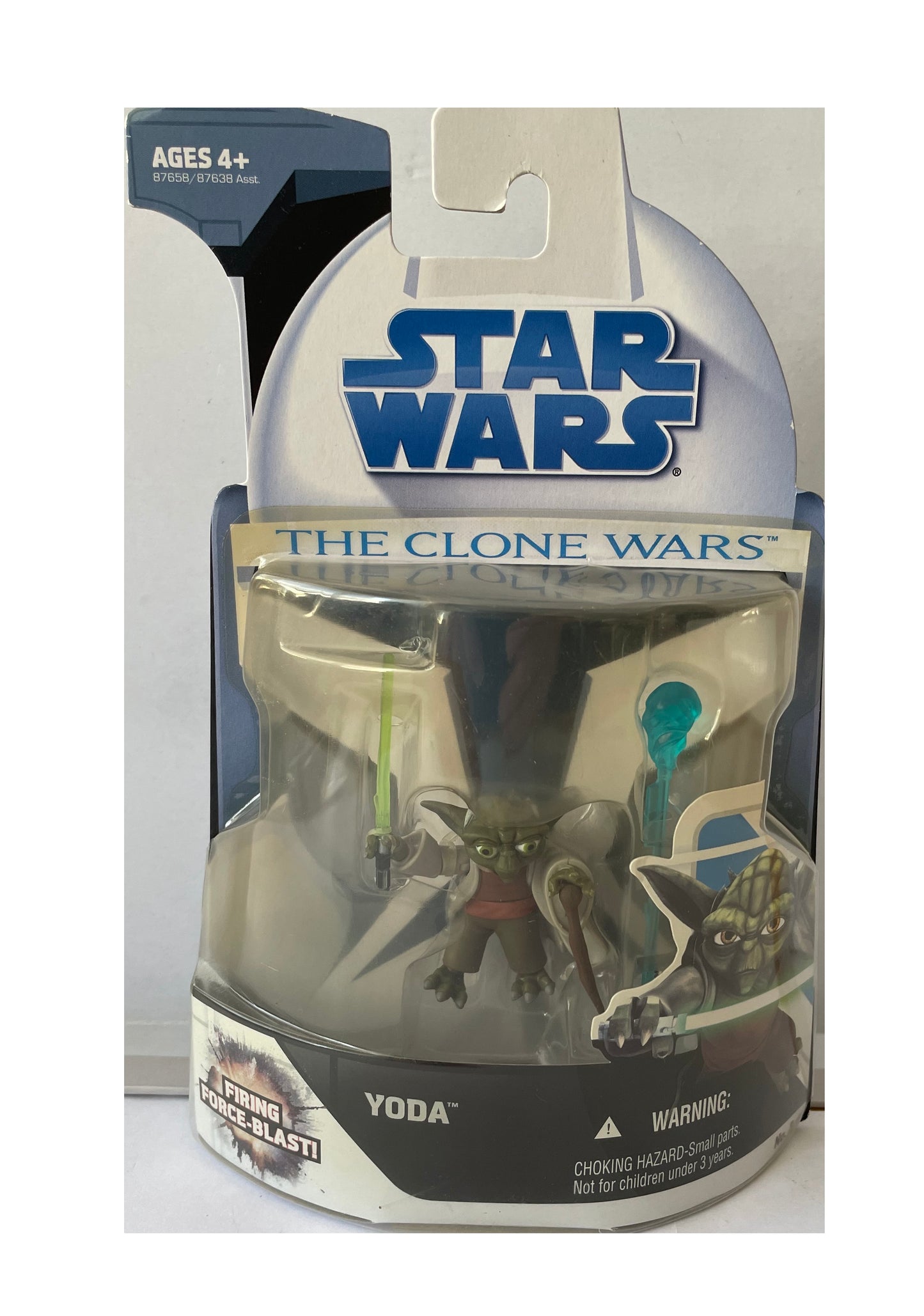 Vintage 2008 Star Wars The Clone Wars Jedi Master Yoda Action Figure With Firing Force Blast Action - Factory Sealed Shop Stock Room Find.