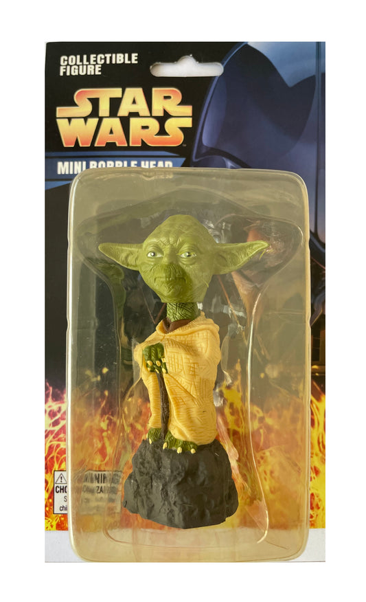 Vintage 2005 Star Wars Revenge Of The Sith Jedi Master Yoda Mini Bobble Head Figure - Brand New Factory Sealed Shop Stock Room Find
