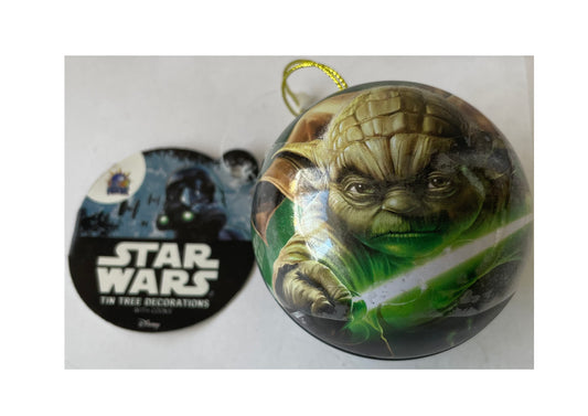 Vintage Star Wars 2015 Tin Tree Decoration Ball Featuring Jedi Master Yoda With Cookie - Festive Season - Christmas - Shop Stock Room Find