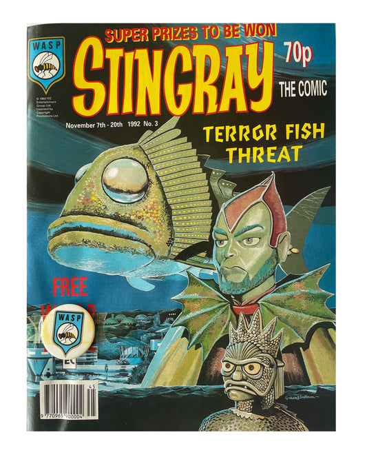 Vintage 1992 Gerry Andersons Stand By For Action... Stingray The Comic Issue No. 3 With Free Stingray Badge - Brand New Shop Stock Room Find