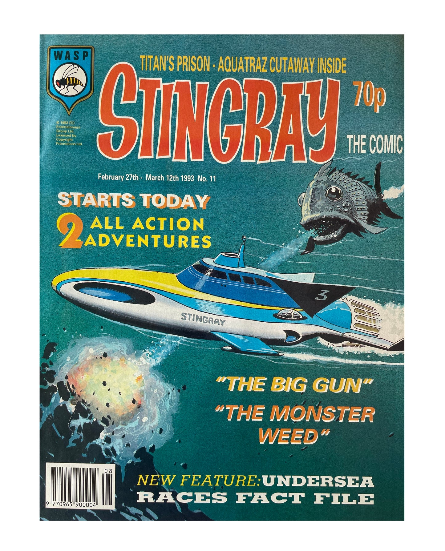 Vintage 1993 Gerry Andersons Stand By For Action... Stingray The Comic Issue No. 11 - February 27th To March 12th - Brand New Shop Stock Room Find