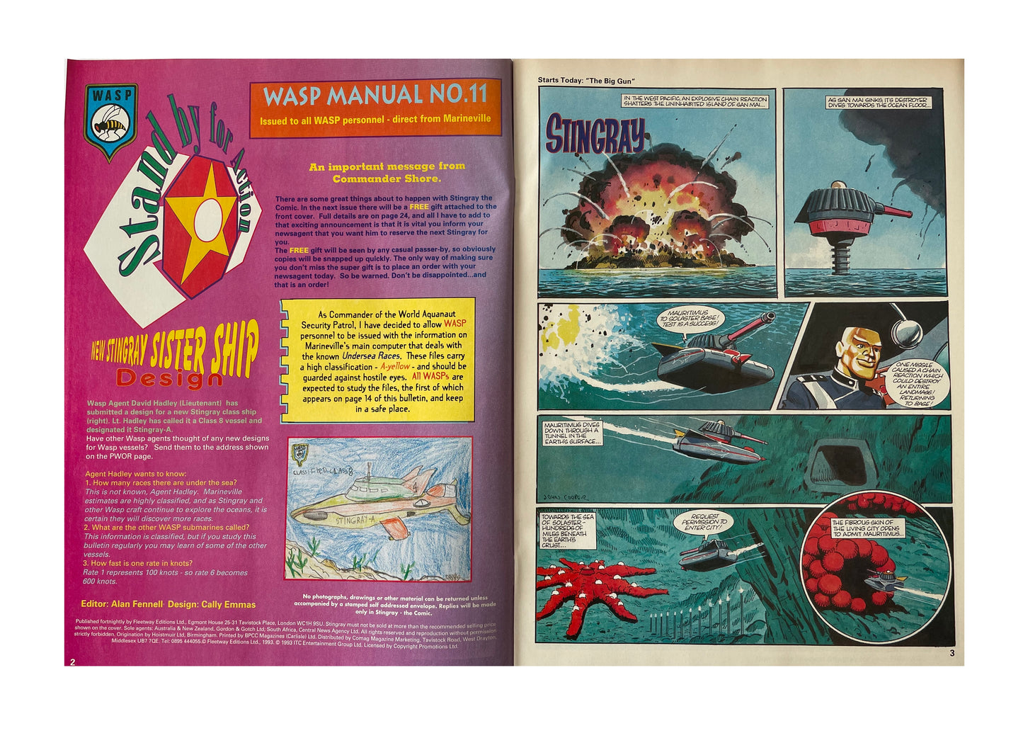 Vintage 1993 Gerry Andersons Stand By For Action... Stingray The Comic Issue No. 11 - February 27th To March 12th - Brand New Shop Stock Room Find