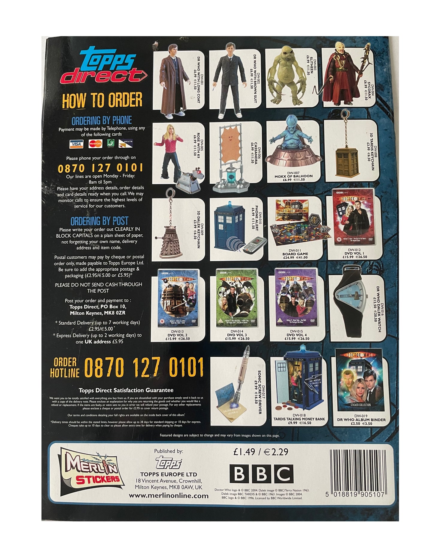 Vintage Doctor Dr Who Sticker Collection Sticker Album Book By Merlin 2004 With 161 Stickers Attached