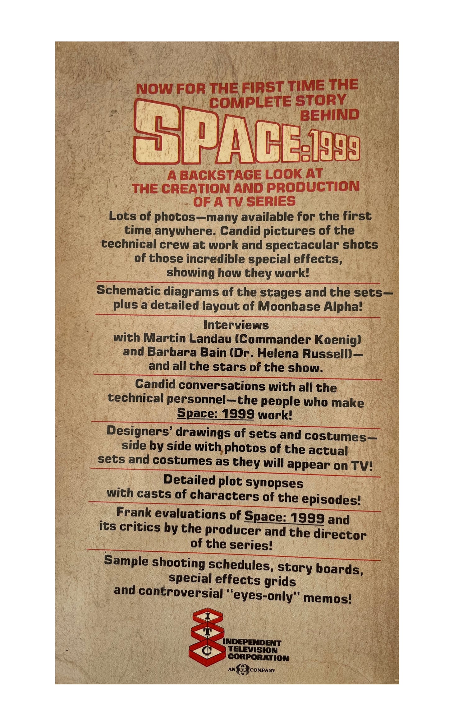 Vintage 1975 First Edition The Making Of Space 1999 A Gerry Anderson Production Paperback Book - By Tim Heald - A Backstage Look At The Creation And Production Of The TV Series