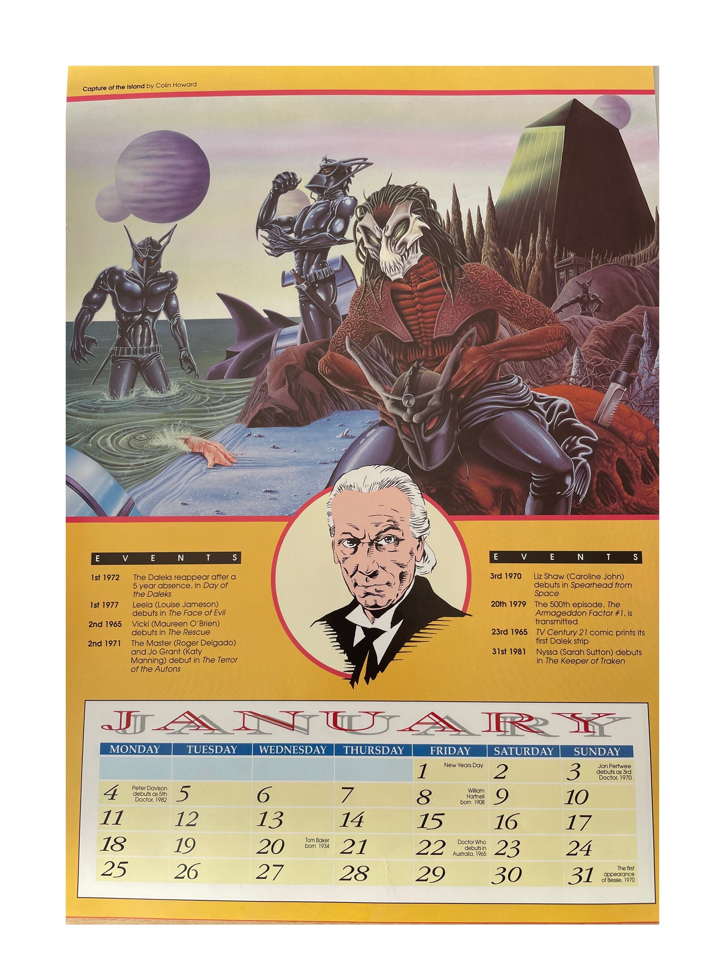 Vintage Doctor Dr Who 30th Anniversary Calendar 1993 - Official Artwork - Limited Edition - Former Shop Stock