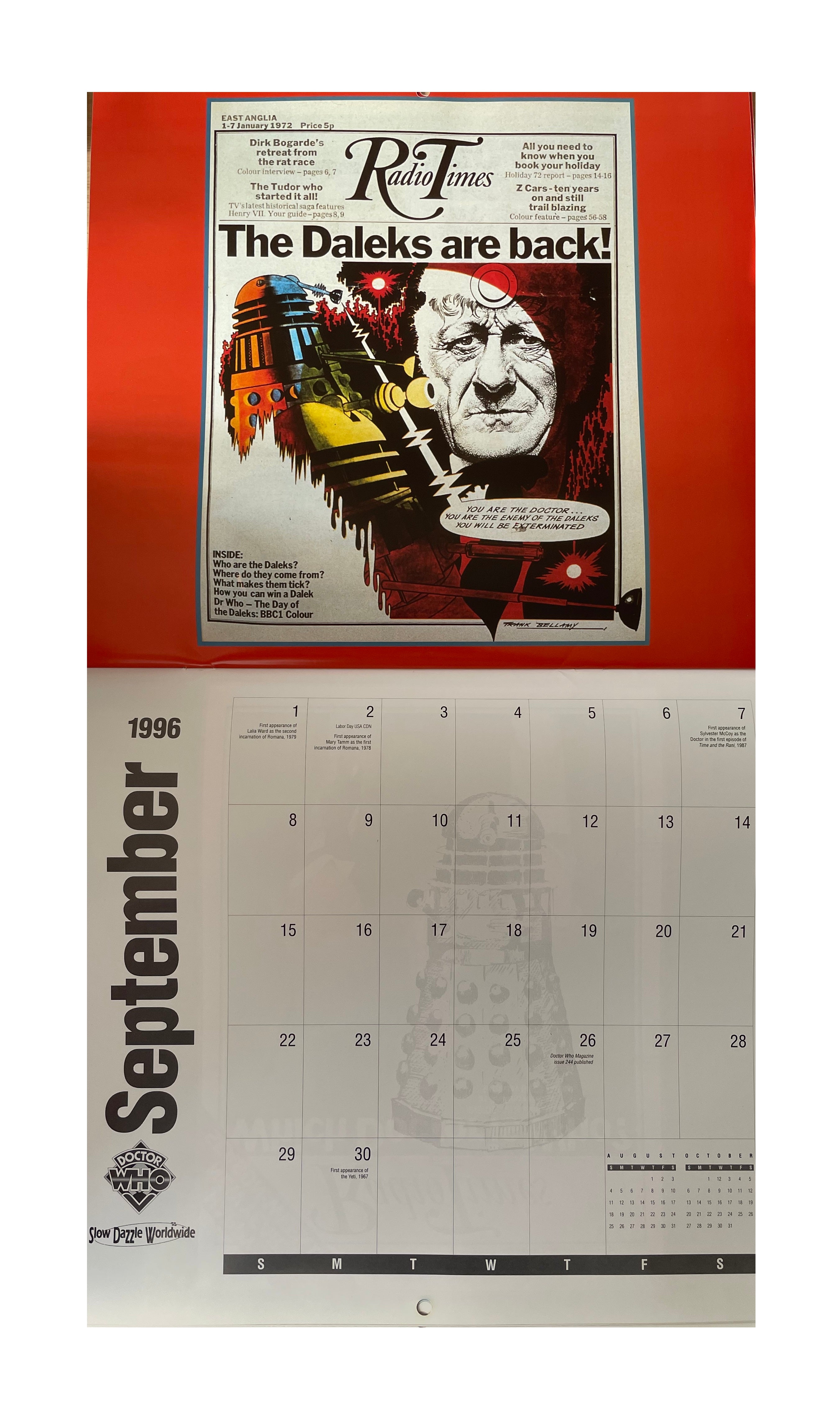 Vintage Doctor Dr Who 30 Years Of Radio Times Covers Calendar 1996