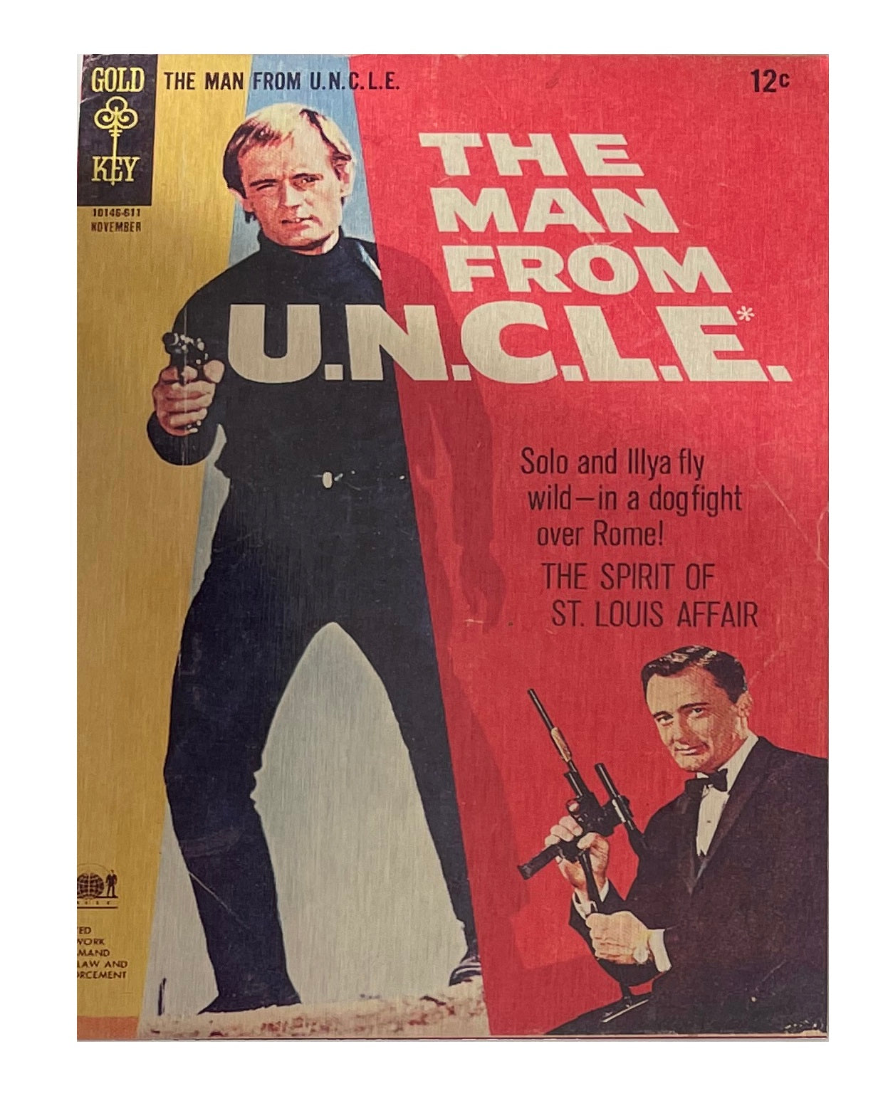 Vintage 1960's The Man From Uncle Set Of 5 Comic Book Covers Metal Signs - Napoleon Solo - Illia Kuriakin - U.N.C.L.E - Mint Condition Shop Stock Room Find