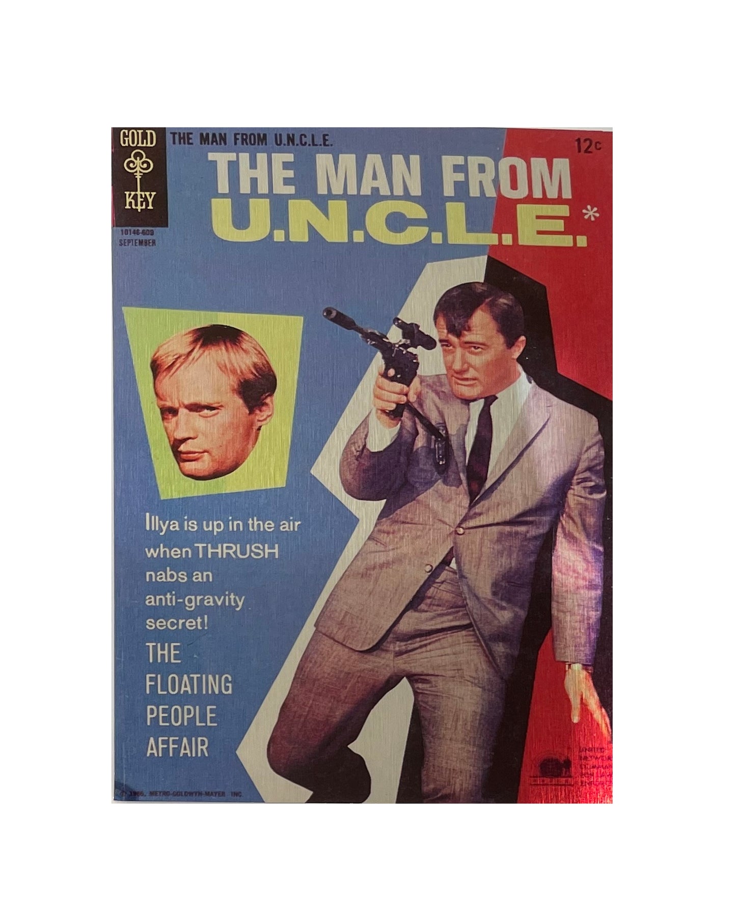 Vintage 1960's The Man From Uncle Set Of 5 Comic Book Covers Metal Signs - Napoleon Solo - Illia Kuriakin - U.N.C.L.E - Mint Condition Shop Stock Room Find