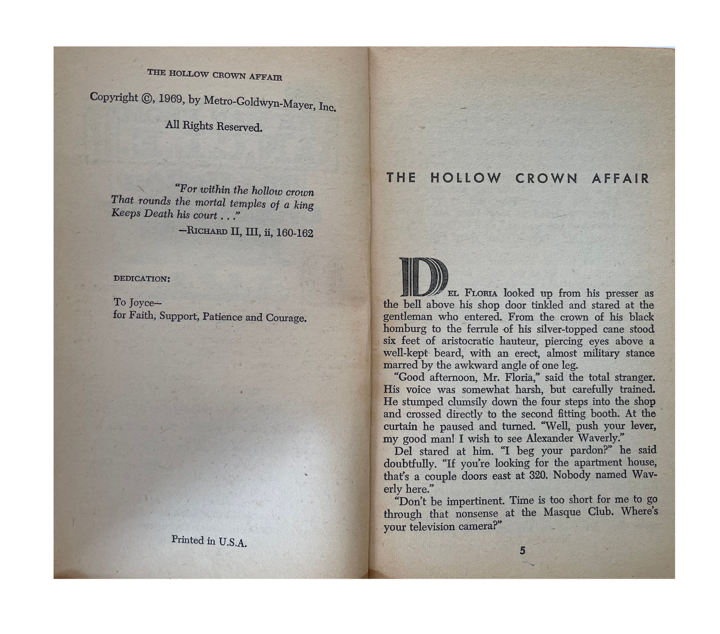 Vintage The Man From U.N.C.L.E The Hollow Crown Affair Paperback Novel 1969 By David McDaniel