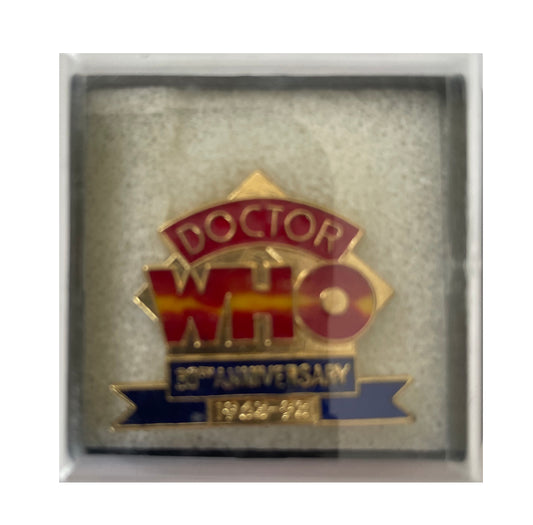 Vintage 1993 Doctor Dr Who 30th Anniversary Logo Lapel Pin Badge 1963-1993 - In The Original Box - Brand New Shop Stock Room Find