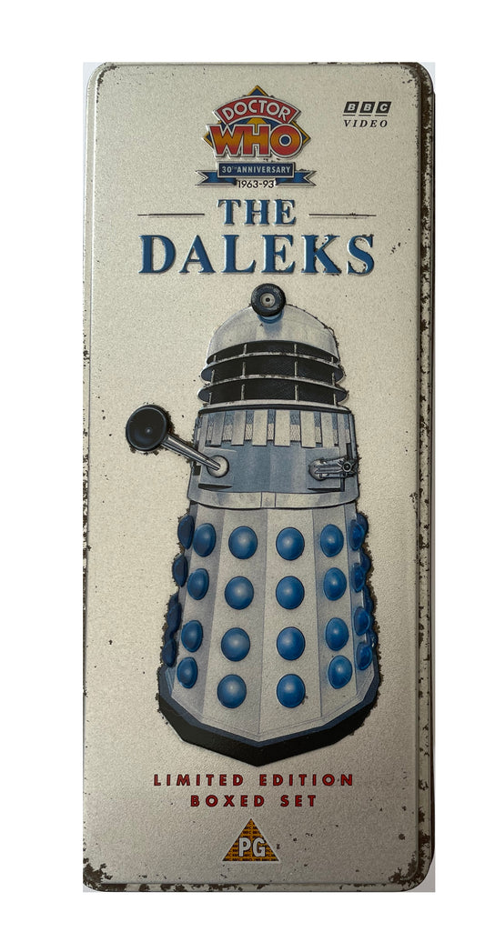 Vintage Dr Doctor Who The Daleks - The Chase & Remembrance Of The Daleks Double VHS Video Cassettes In A Limited Edition Collectable Tin - Shop Stock Room Find.