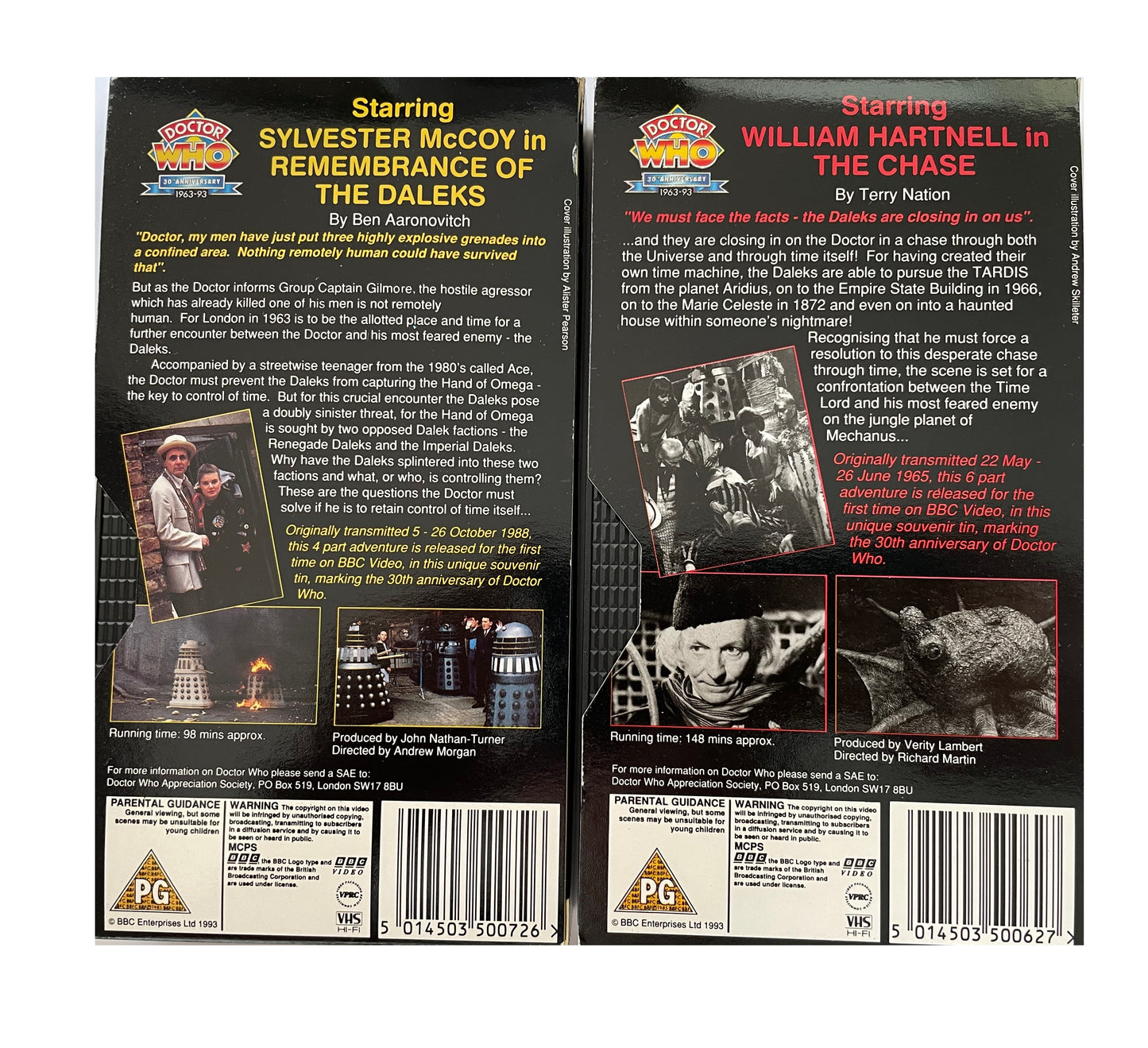 Vintage Dr Doctor Who The Daleks - The Chase & Remembrance Of The Daleks Double VHS Video Cassettes In A Limited Edition Collectable Tin - Shop Stock Room Find.