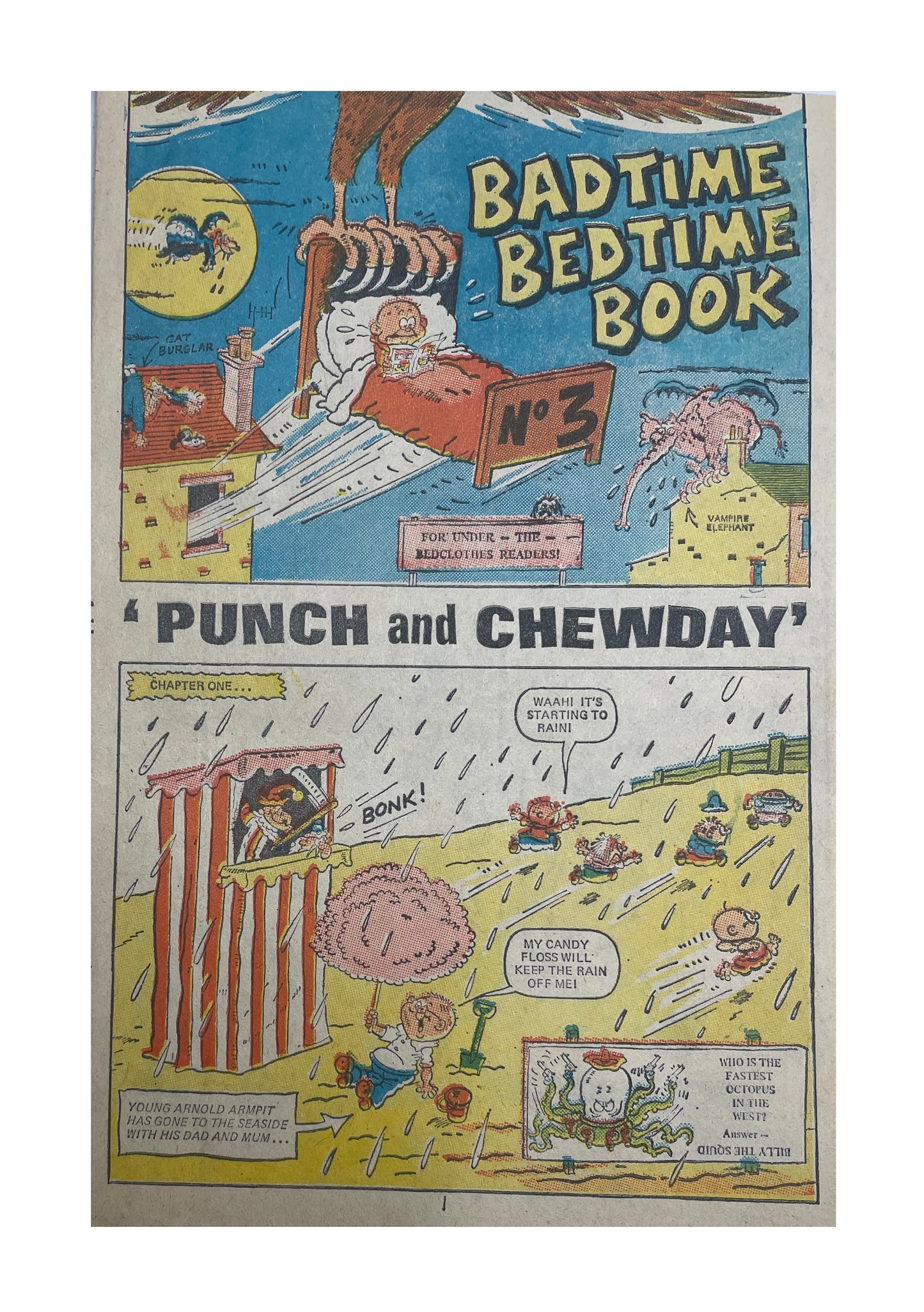 Vintage 1975 Monster Fun Comic Issue No. 3 With Super Shaking Skeleton Free Gift And Badtime Bedtime Book Pull Out - 28th June 1975 - Very Good Condition