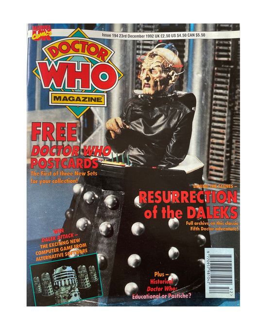 Vintage BBC Doctor Who Magazine Issue Number 194 23rd December 1992 - Shop Stock Room Find