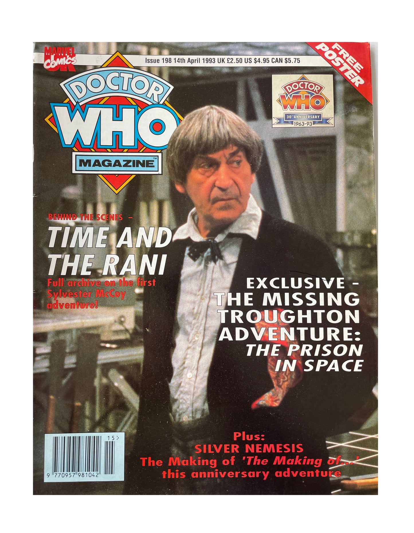 Vintage BBC Doctor Dr Who Magazine Issue Number 198 14th April 1993 - With Free Poster
