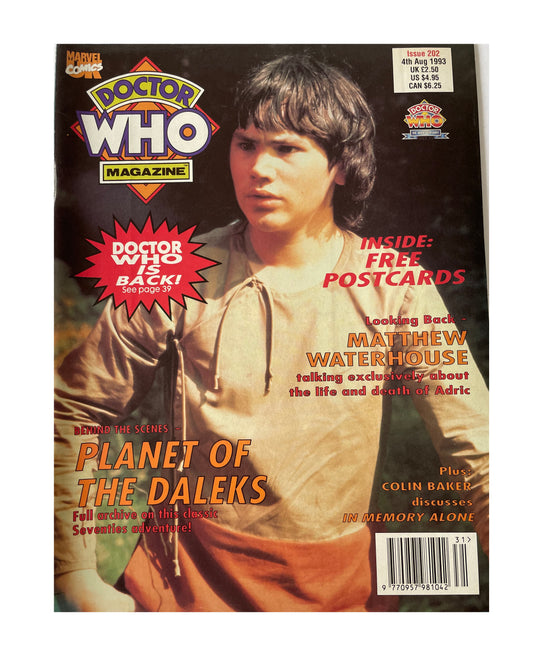 Vintage BBC Doctor Dr Who Magazine Issue Number 202 4th August 1993 - With Free Postcards - Shop Stock Room Find