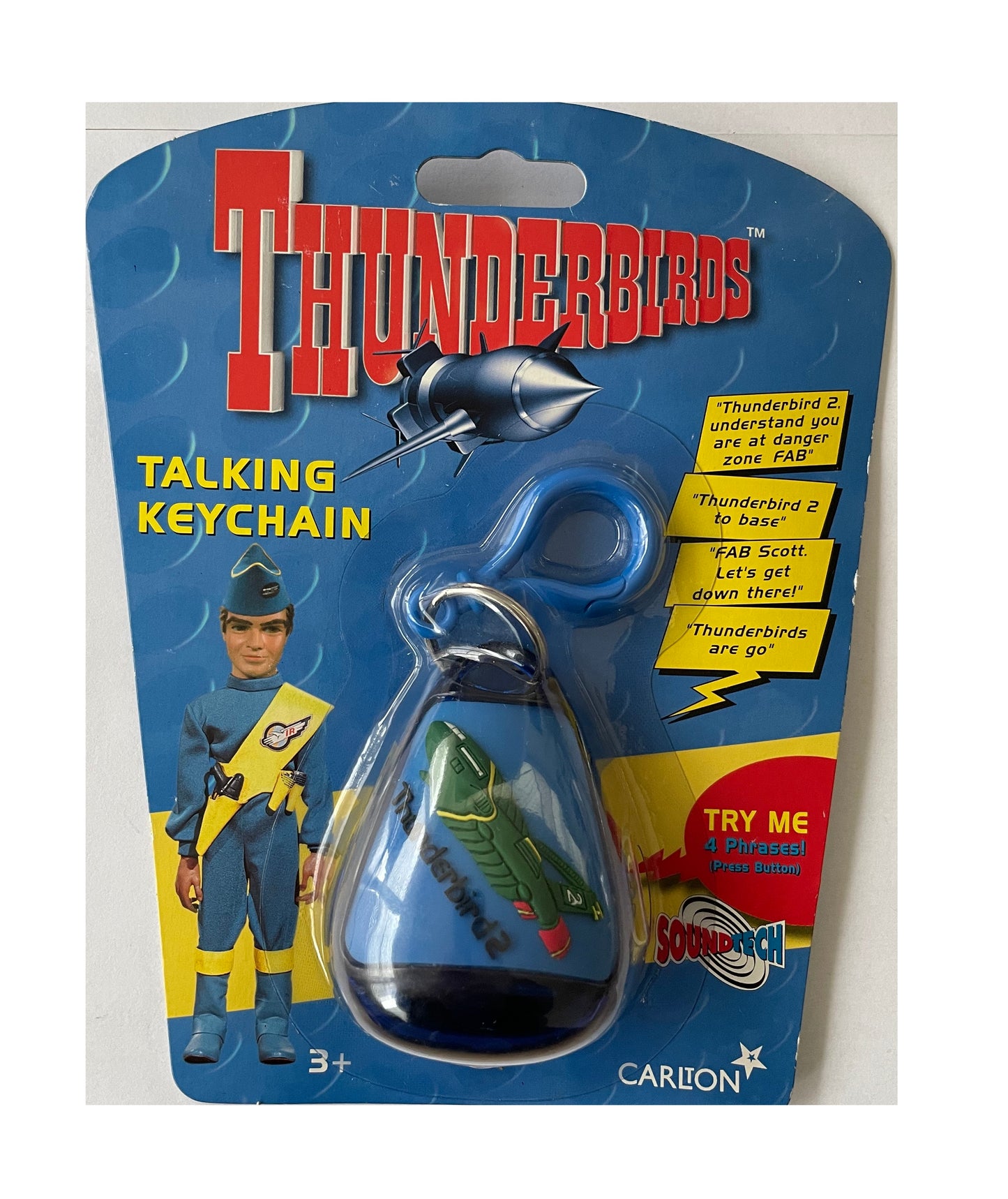 Vintage 1999 Gerry Andersons Thunderbirds Talking Keychain - Virgil Tracy Thunderbird 2 - Brand New Factory Sealed Shop Stock Room Find