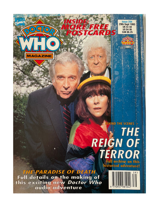Vintage BBC Doctor Dr Who Magazine Issue Number 204 29th September 1993 - With Free Postcards - Shop Stock Room Find