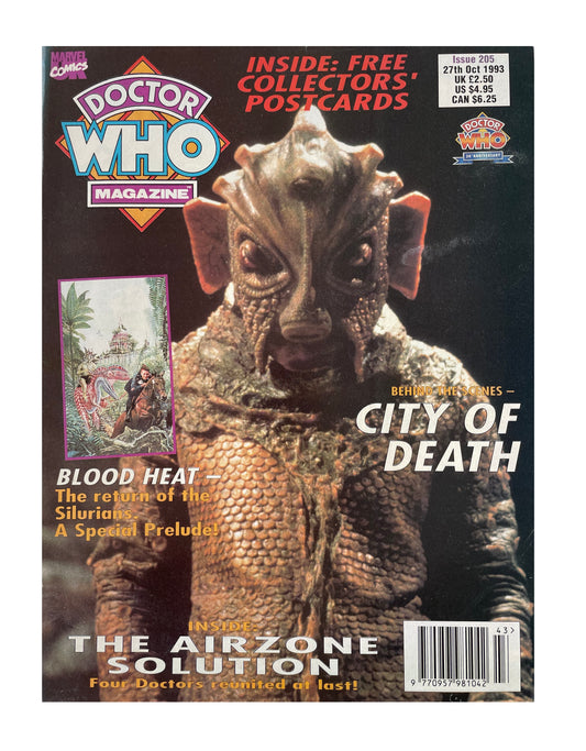 Vintage BBC Doctor Dr Who Magazine Issue Number 205 27th October 1993 - With Free Postcards - Shop Stock Room Find