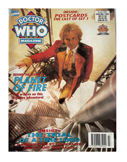Vintage BBC Doctor Dr Who Magazine Issue Number 206 24th November 1993 - With Free Postcards - Shop Stock Room Find