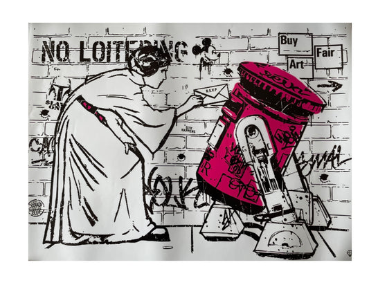 JJ Adams No loitering (Star Wars Princess Leia) Manchester Buy Art Fair 2015 Silkscreen Print - Mint In Tube - Ultra Rare Limited Edition