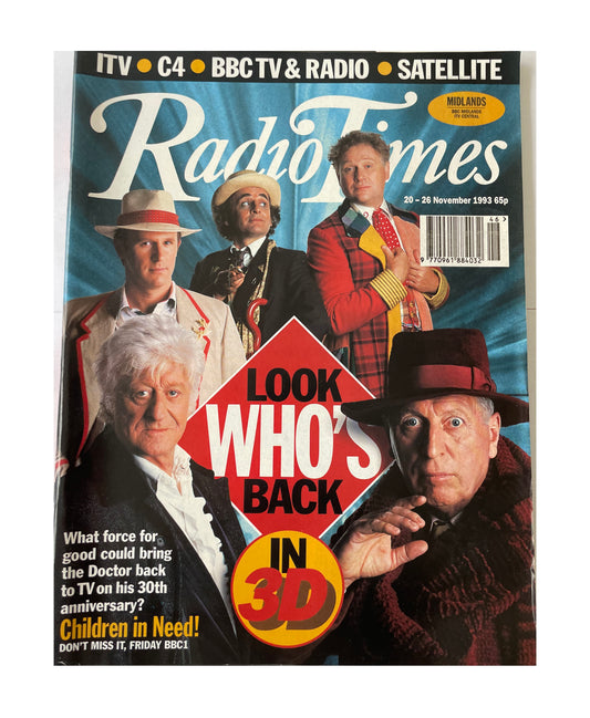 Vintage Radio Times Magazine 20 - 26 November 1993 - Doctor Who Front Cover 30th Anniversary - Shop Stock Room Find