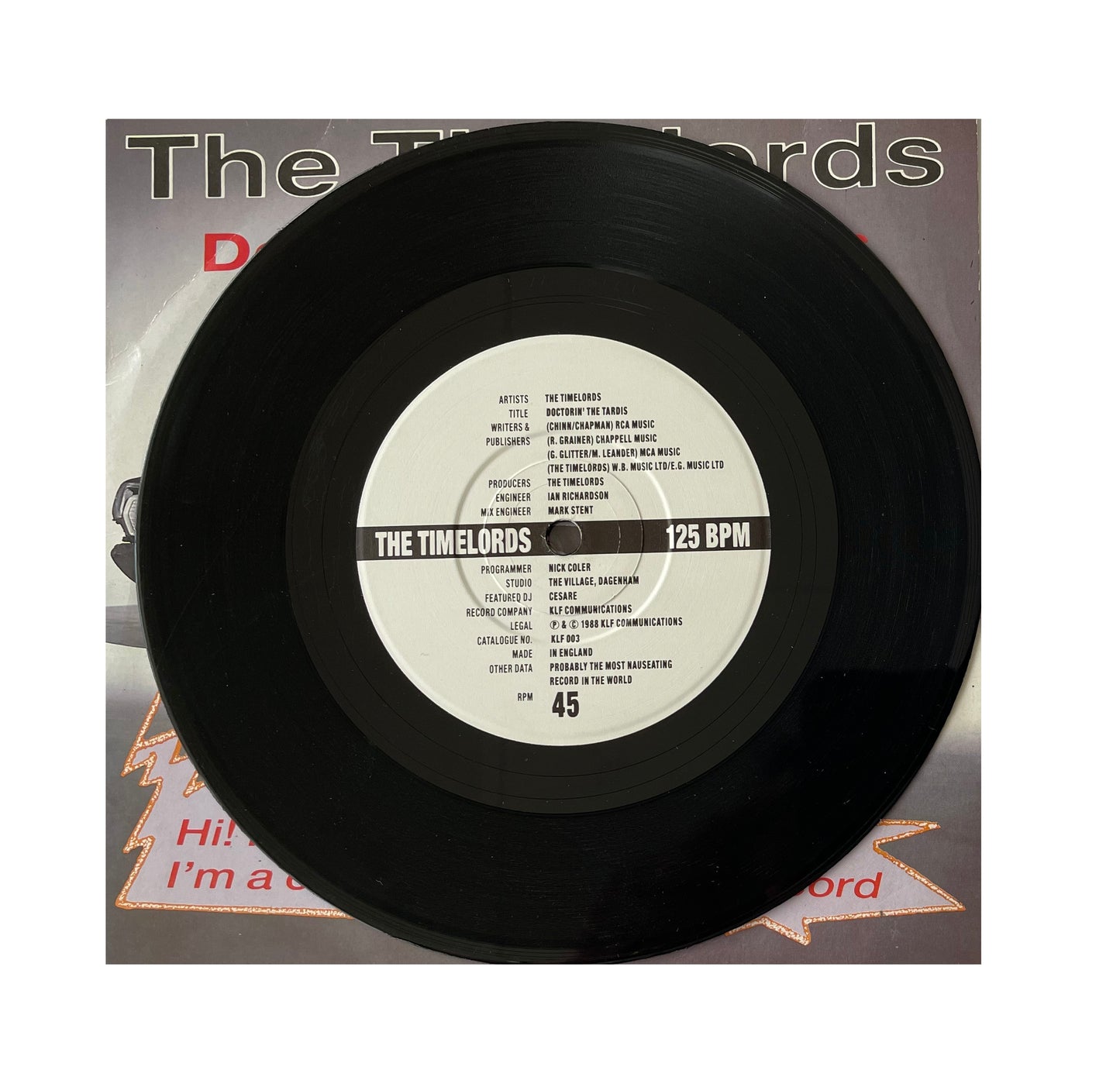 Vintage 1988 The Timelords - Doctorin' The Tardis 7 Inch Vinyl Record - Shop Stock Room Find