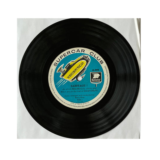 Vintage 1962 Gerry Andersons Supercar Club Record - Sabotage Staring Mike Mercury - 45RPM 7" Vinyl Record