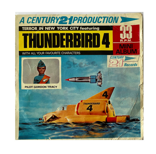 Vintage 1966 Gerry Andersons Thunderbirds A Century 21 Production - Terror In New York Featuring Thunderbird 4 With Pilot Gordon Tracy - 33RPM Mini Album - 21 Minutes Of Adventure Vinyl Record