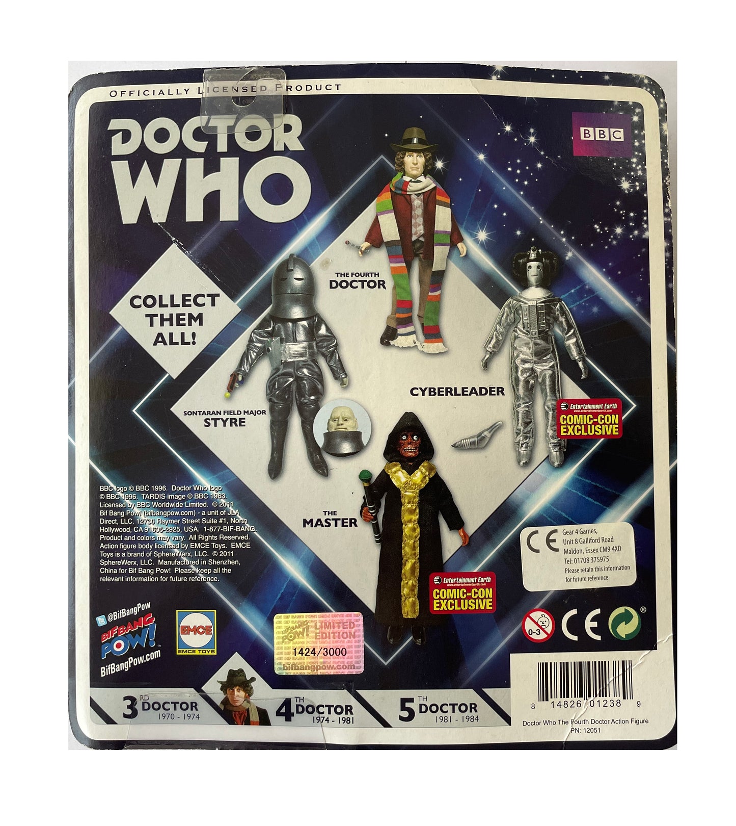 Vintage Biff Bang Pow 2011 Doctor Who - The Fourth Doctor Action Figure - Factory Sealed Shop Stock Room Find.