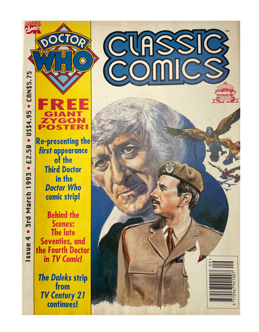 Vintage 1993 Marvels Doctor Dr Who Classic Comics Fourth Full Colour Issue Comic 3rd March 1993 - Brand New Shop Stock Room Find