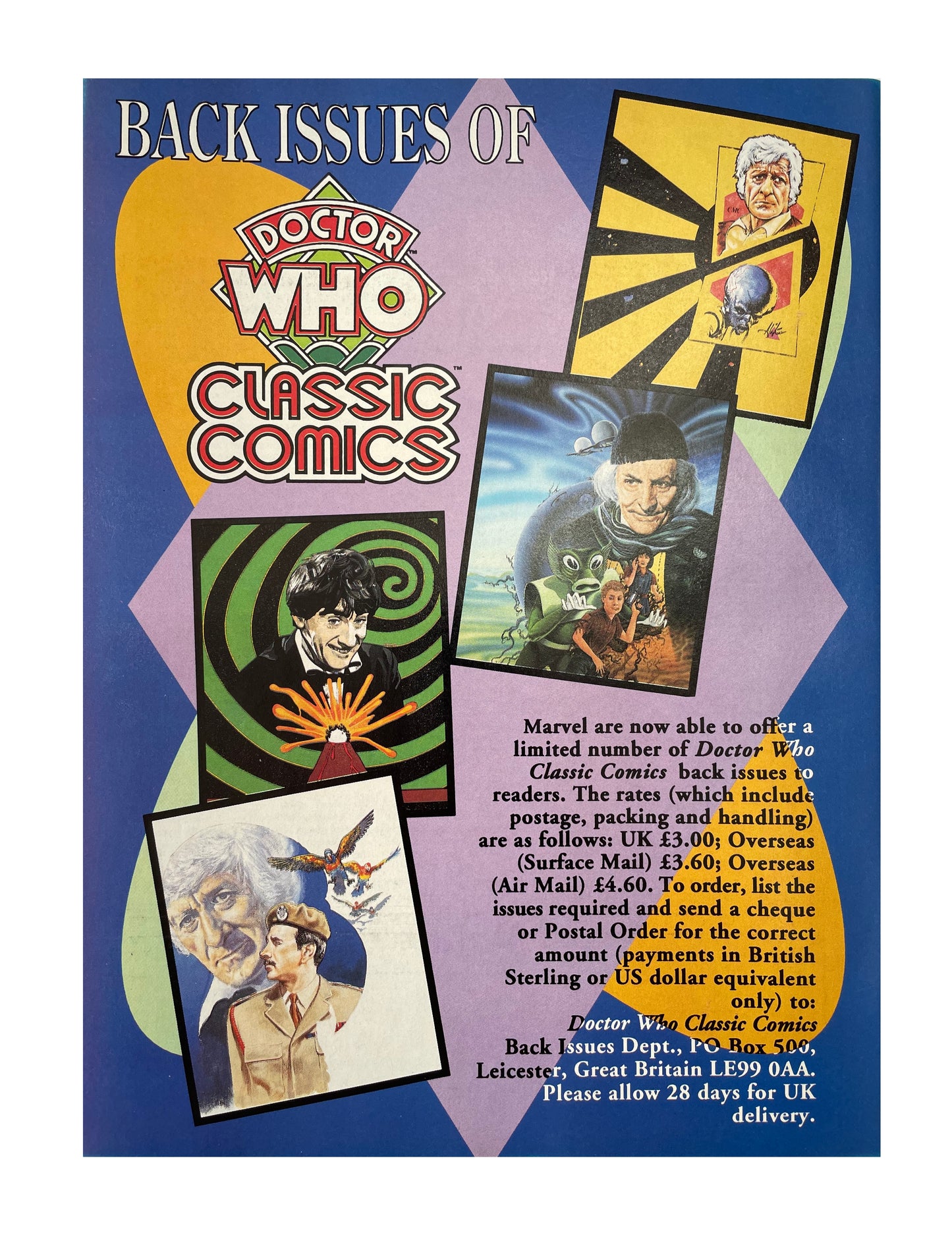 Vintage 1993 Marvels Doctor Dr Who Classic Comics Fifth Full Colour Issue Comic 31st March 1993 - Brand New Shop Stock Room Find
