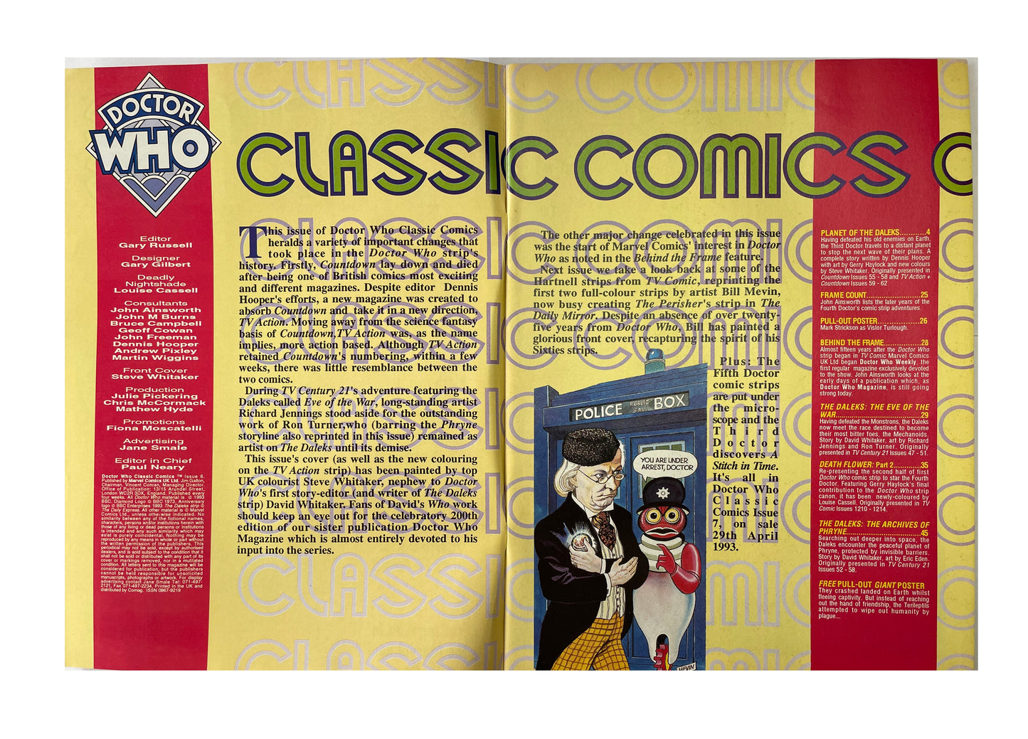 Vintage 1993 Marvels Doctor Dr Who Classic Comics Full Colour Issue 6 Comic 28th April 1993 - Brand New Shop Stock Room Find