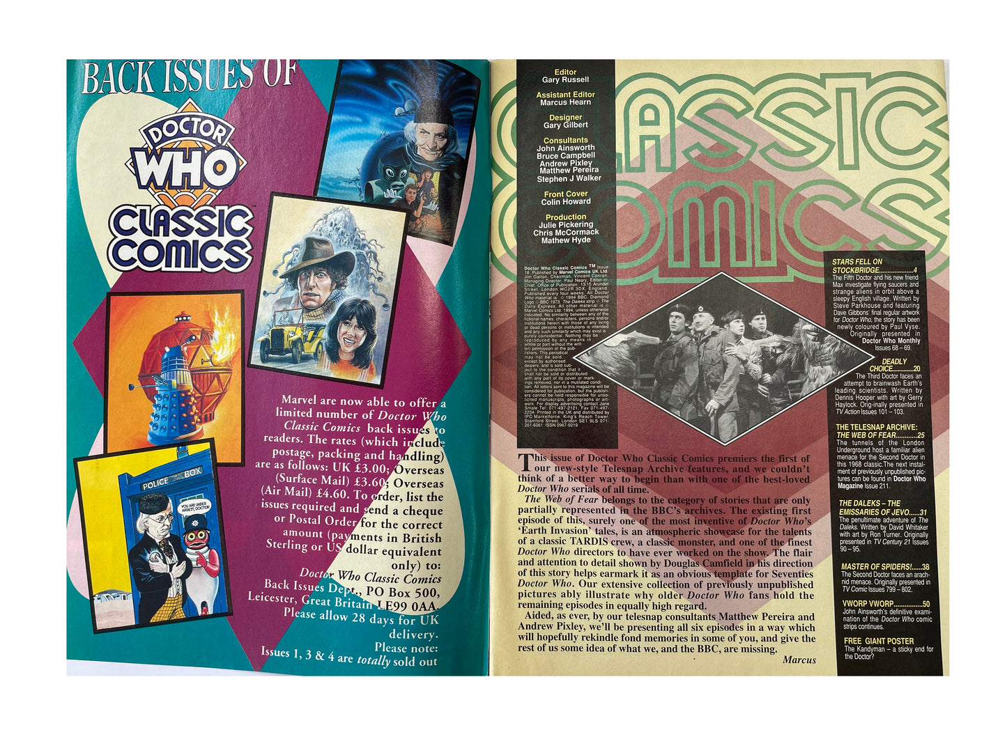 Vintage 1994 Marvels Doctor Dr Who Classic Comics Full Colour Issue 18 Comic 30th March 1994 - Brand New Shop Stock Room Find