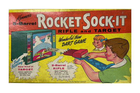 Vintage 1955 Kenner Rocket Sock-It Rifle And Target Dart Game - Fantastic Condition In The Original Box