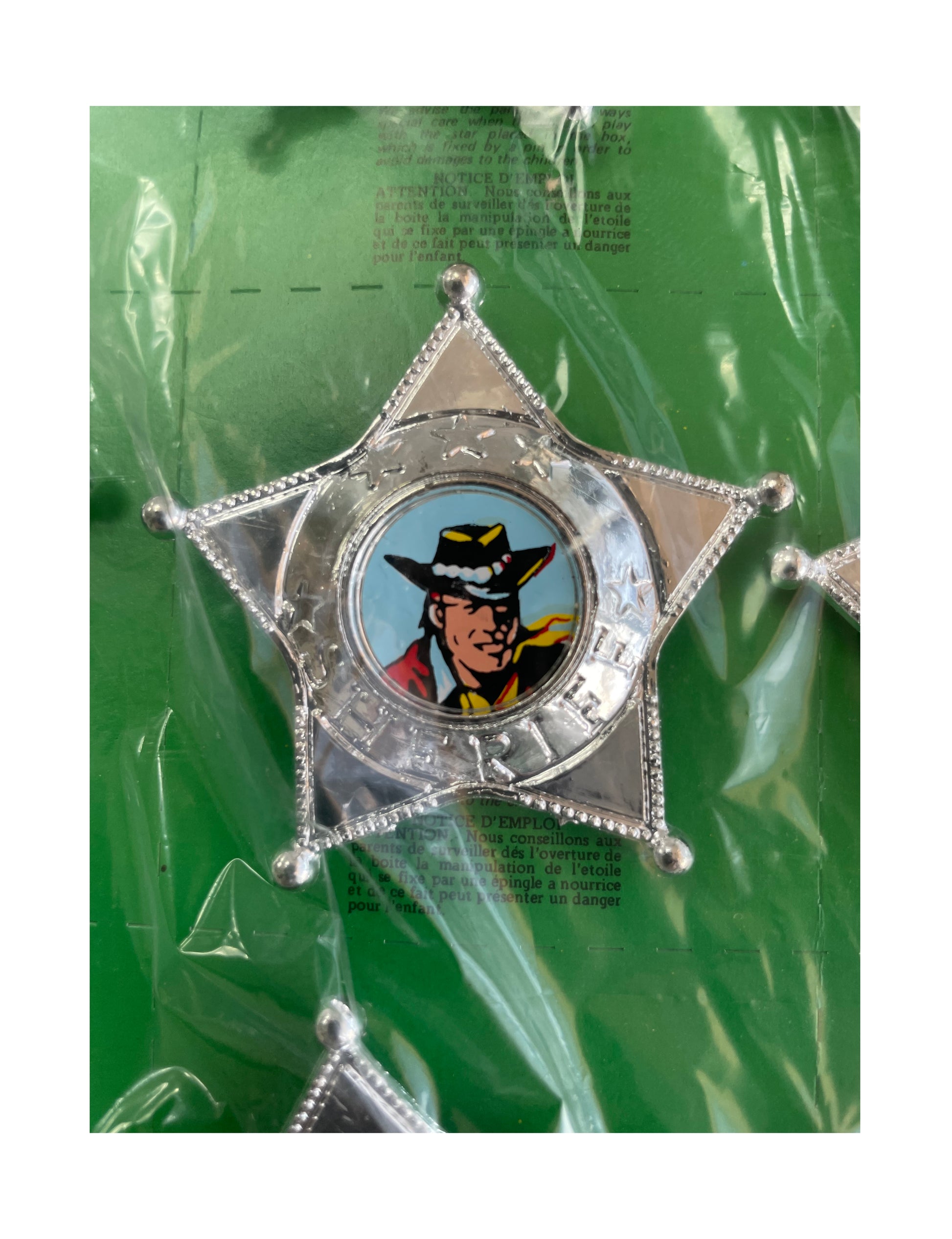 Vintage 1950's / 1960's Gonher / Barval Sheriff Star Pin Badge - Set Of 12  On Shop Display Card - Un Punched