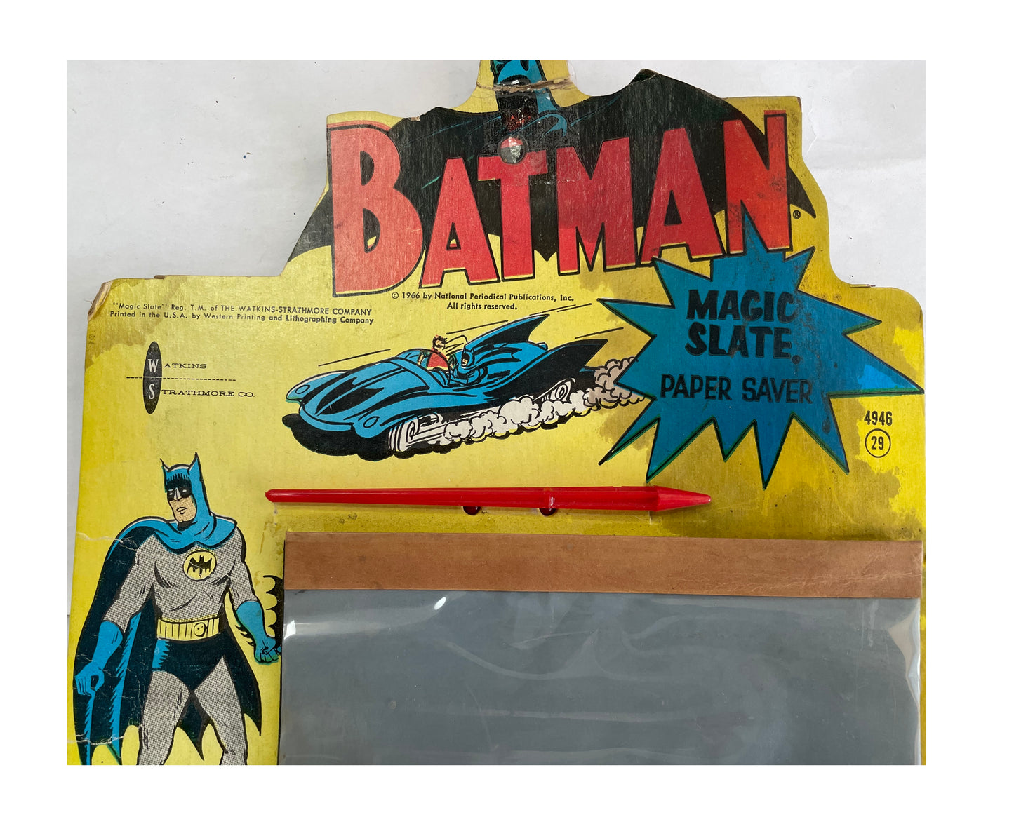 Vintage 1966 Batman - Magic Slate Paper Saver With Stylus On The Original Card
