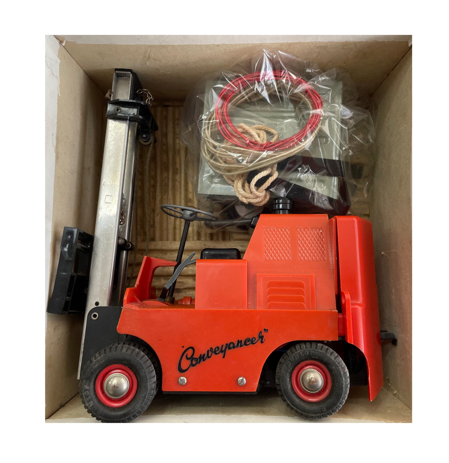 Vintage 1950's Victory Industries Conveyancer Fork Truck 1:14 Scale Battery Operated Model - In The Original Box.