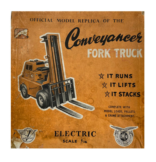 Vintage 1950's Victory Industries Conveyancer Fork Truck 1:14 Scale Battery Operated Model - In The Original Box.