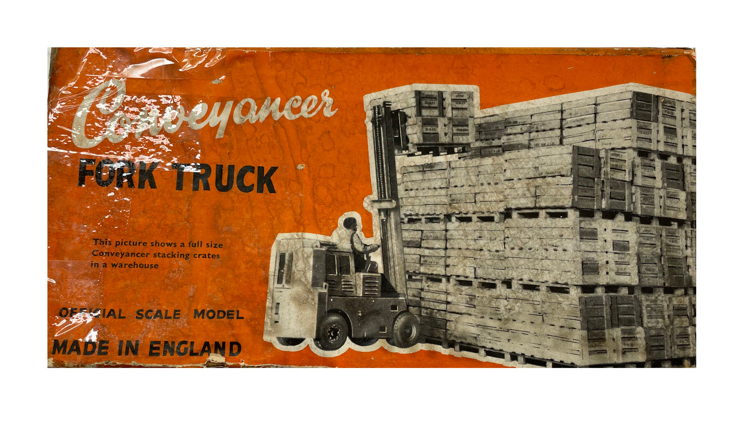Vintage 1950's Victory Industries Conveyancer Fork Truck 1:14 Scale Battery Operated Model - In The Original Box.