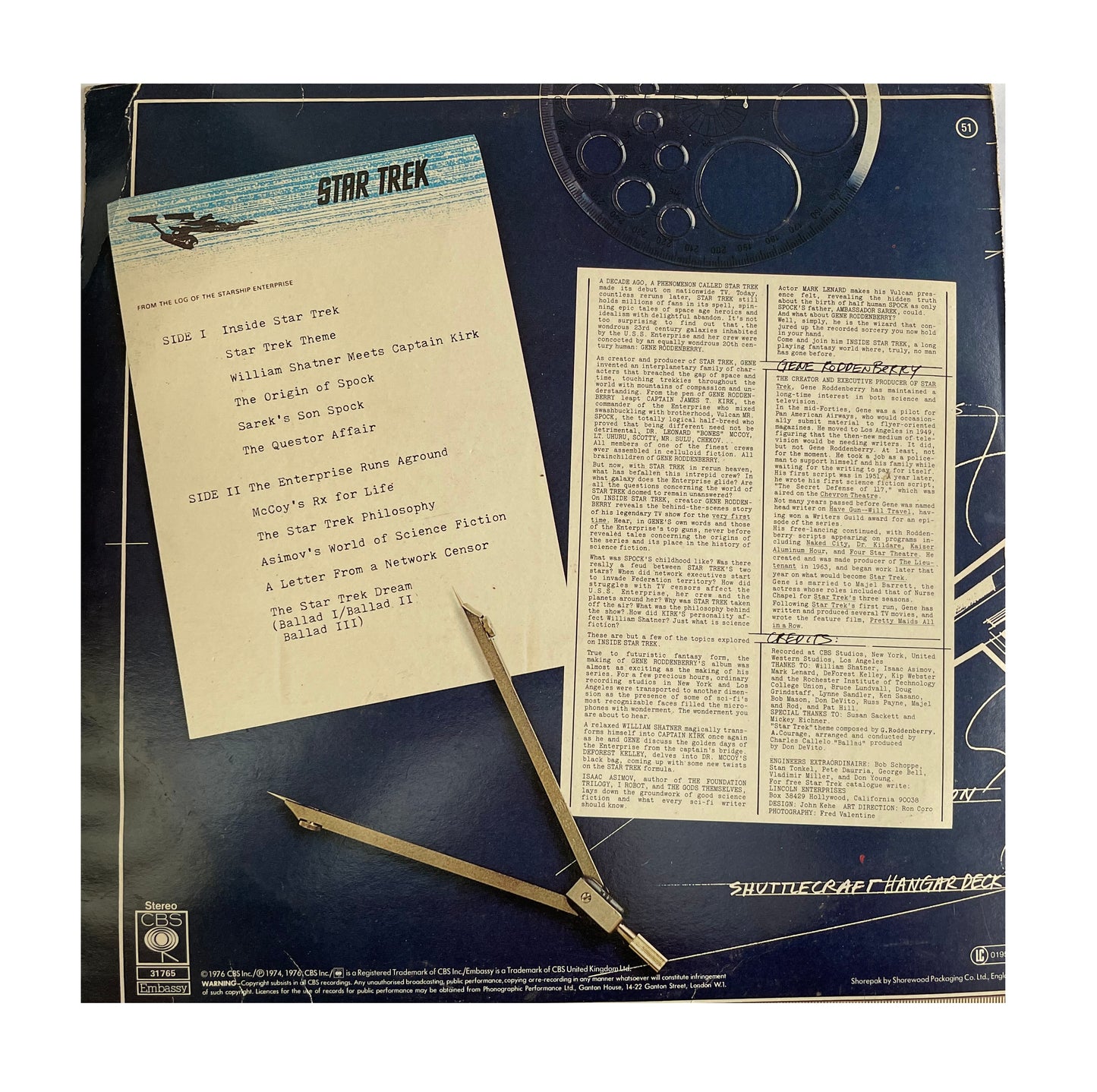 Vintage 1976 Inside Star Trek 12" Vinyl Record Album