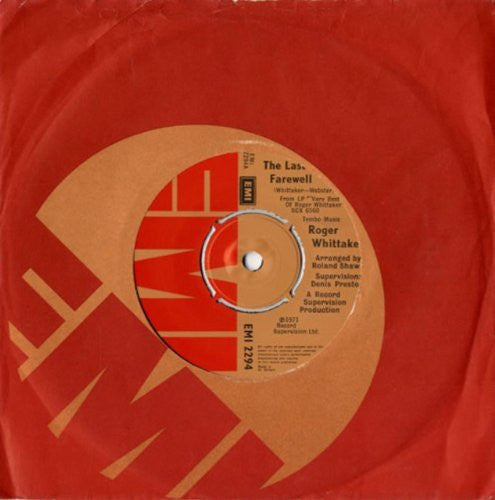 Roger Whittaker A.Side The Last Farewell, B.Side A Special Kind Of Man EMI Records Label 1971