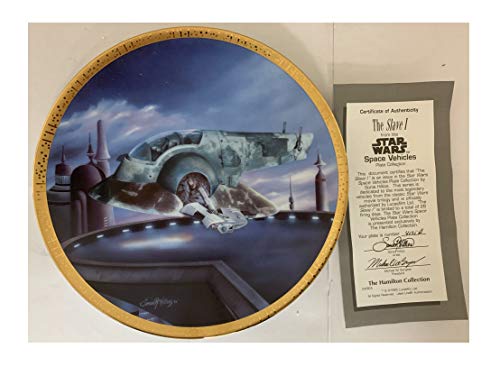 Vintage Hamilton 1997 Star Wars Series Space Vehicles Plate Collection - Boba Fetts Slave 1 - Limited Edition Collectors Plate - Shop Stock Room Find