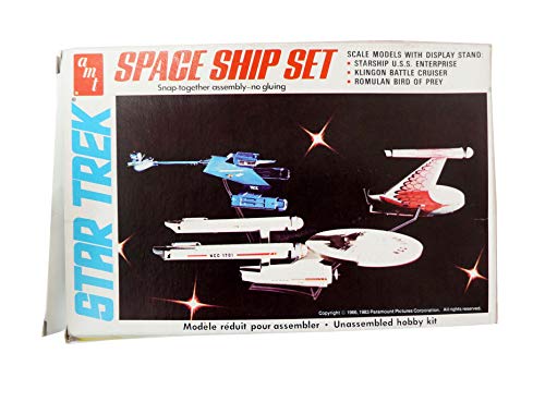 Vintage AMT 1983 Star Trek Snap Together Space Ship Model Set - 3 x Scale Models With Display Stand
